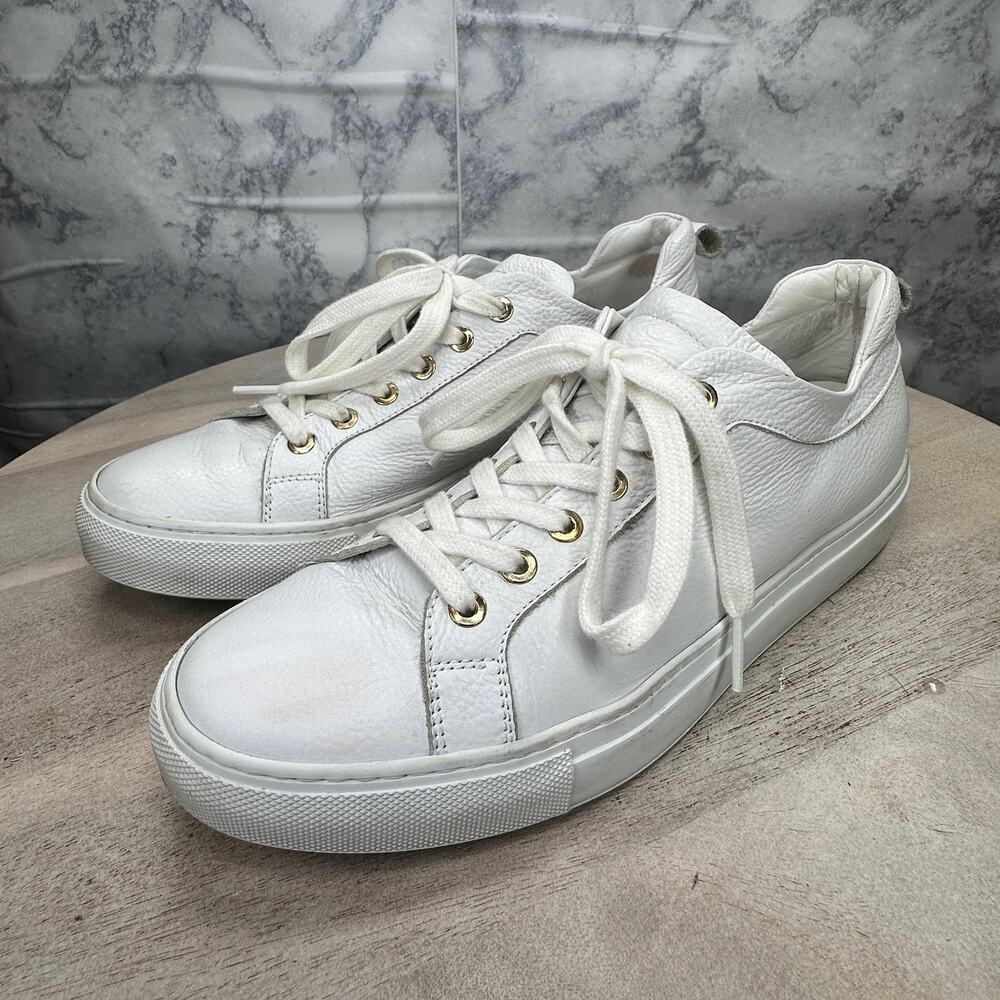 M.Gemi Women’s White Leather Sneakers Size 40 Italian Made Low Top Shoes - Picture 3 of 13